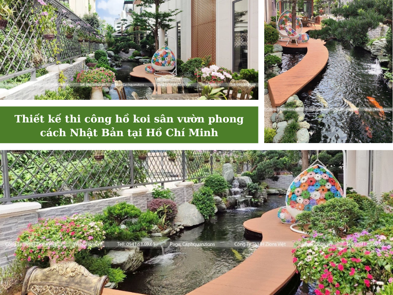 Sân vườn hồ koi Nhật Bản tại Bình Thạnh