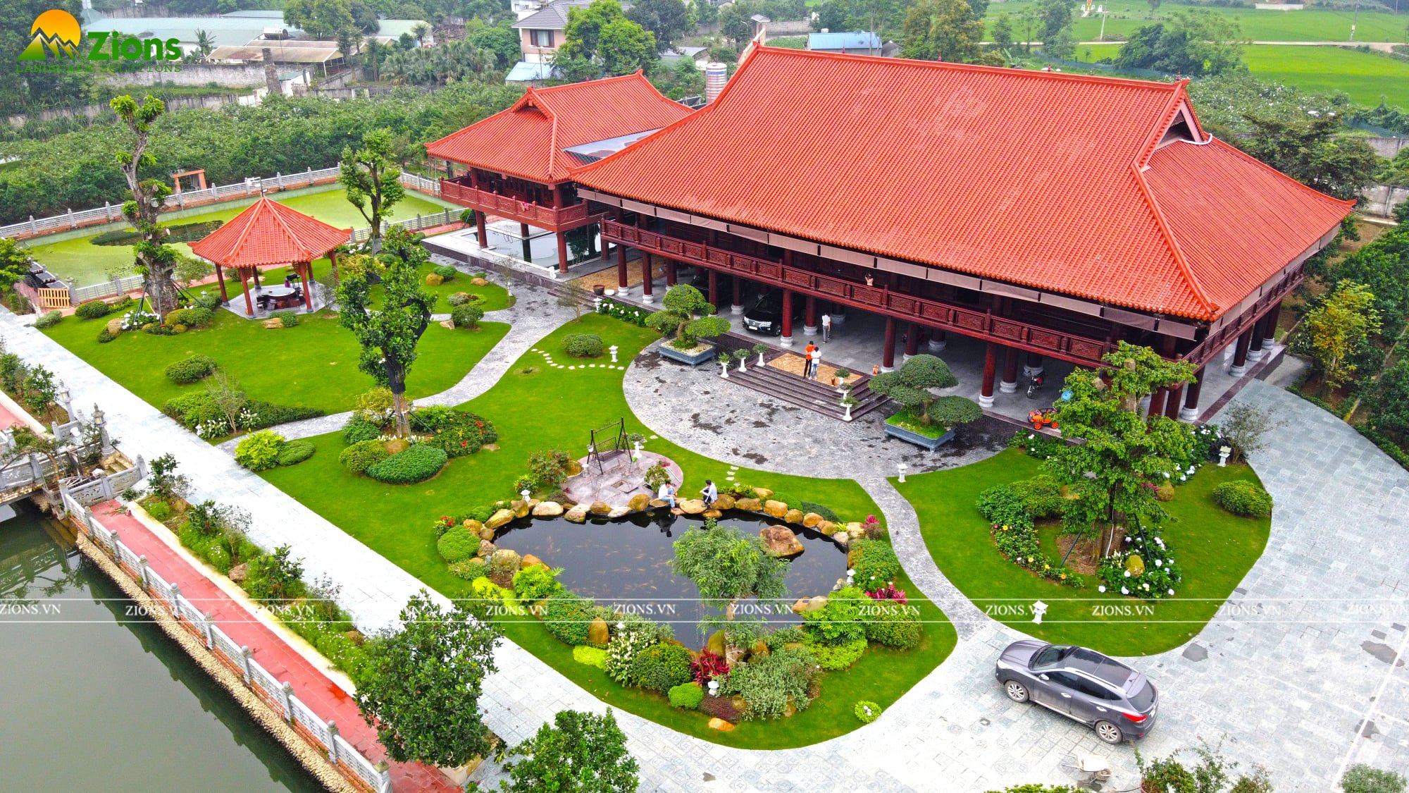 Thiết kế hồ koi sân vườn tại Thái Nguyên