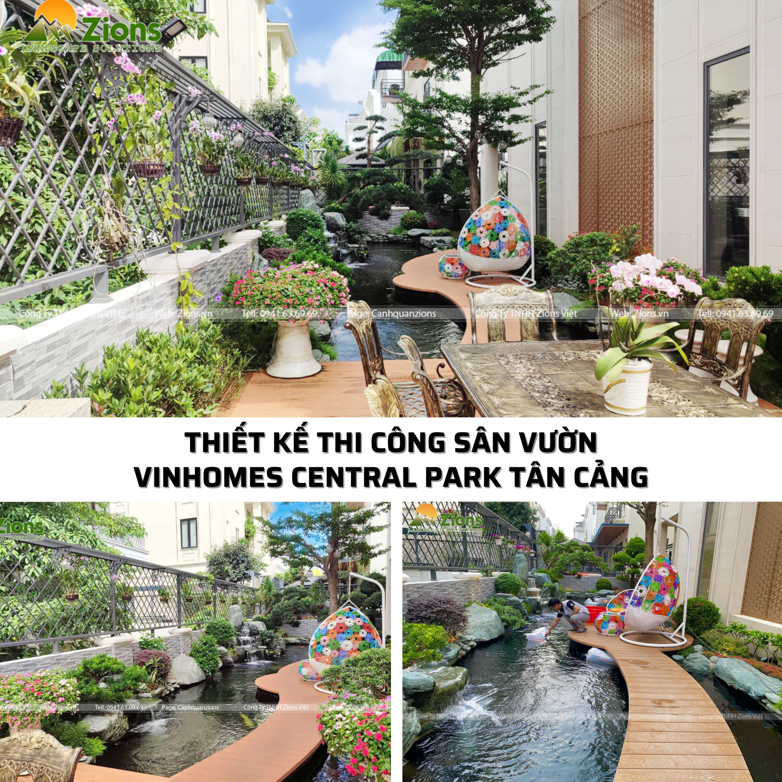Thi công sân vườn hồ koi tại Vinhomes Centrar Park Tân Cảng
