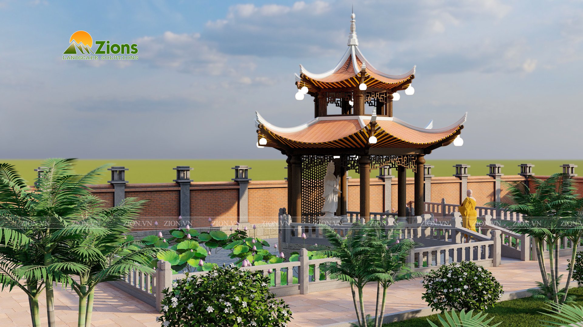 Thiết kế cảnh quan chùa - Zions Landscpae
