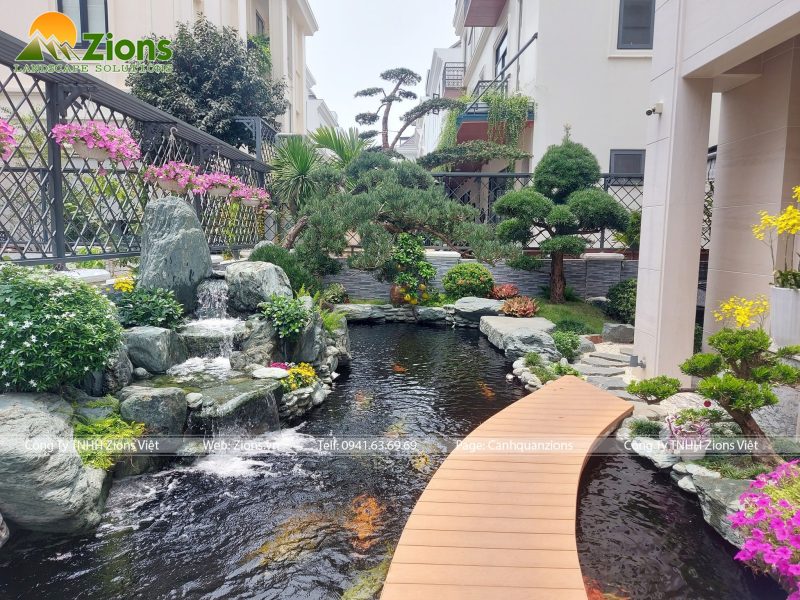 Thiết kế sân vườn hồ koi khủng tại Bình Thạnh