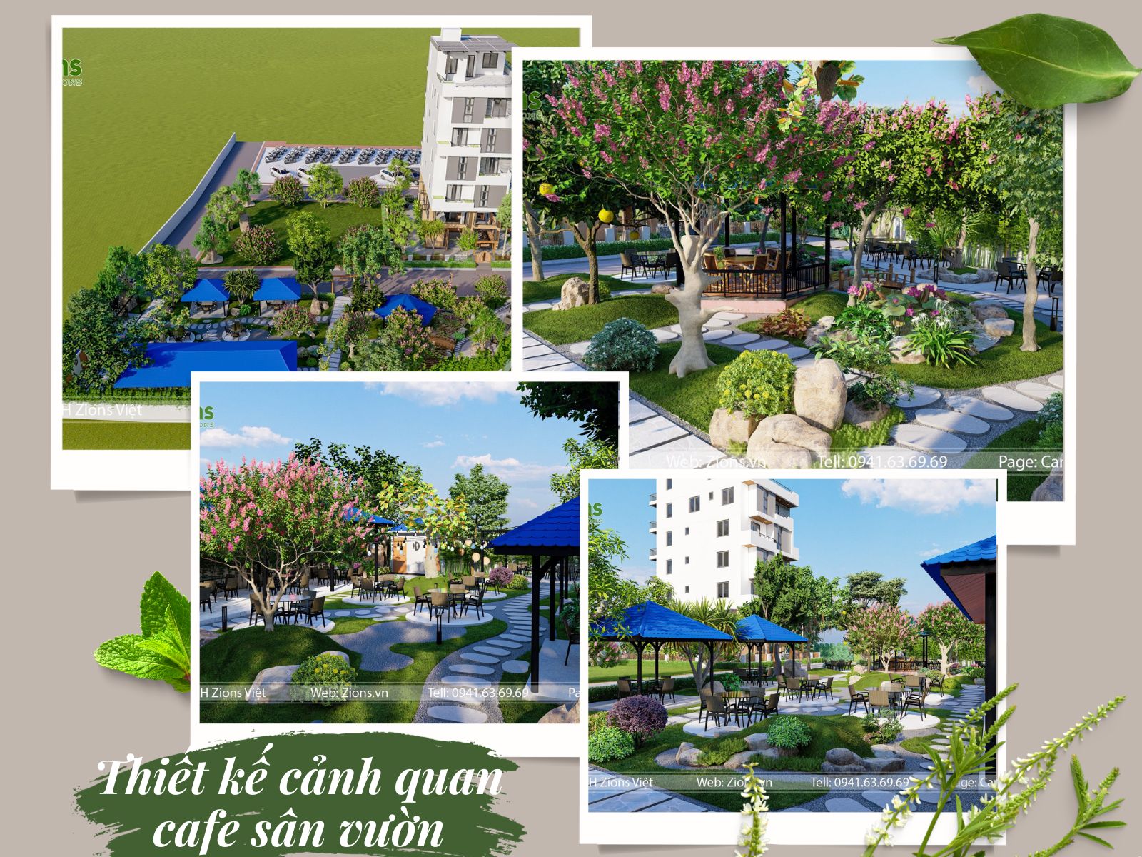 thiết kế cảnh quan cafe sân vườn