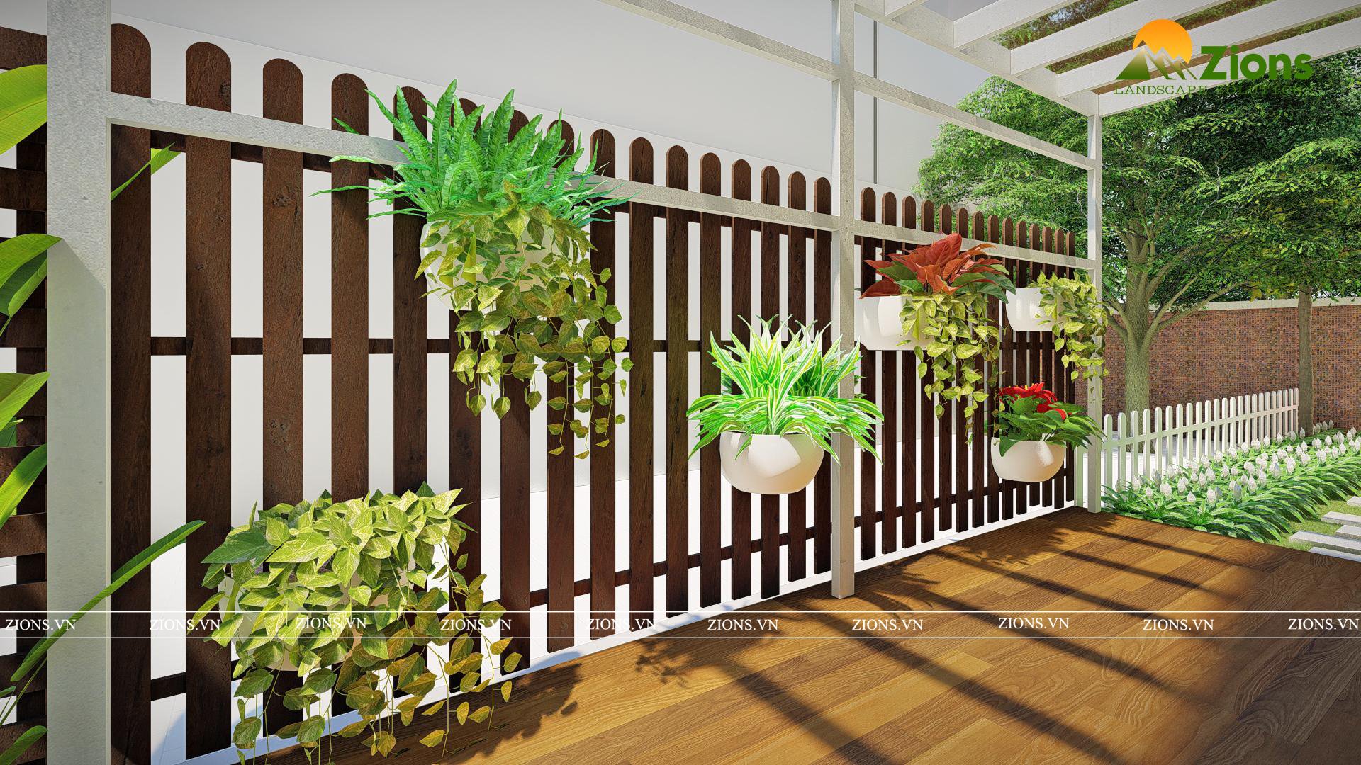 thiết kế sân vườn biệt thự vườn tùng ecopark - zions