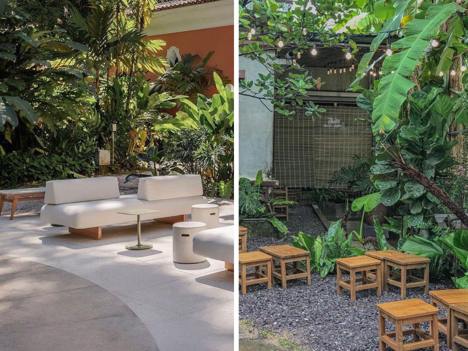 thiết kế cafe sân vườn nhiệt đới