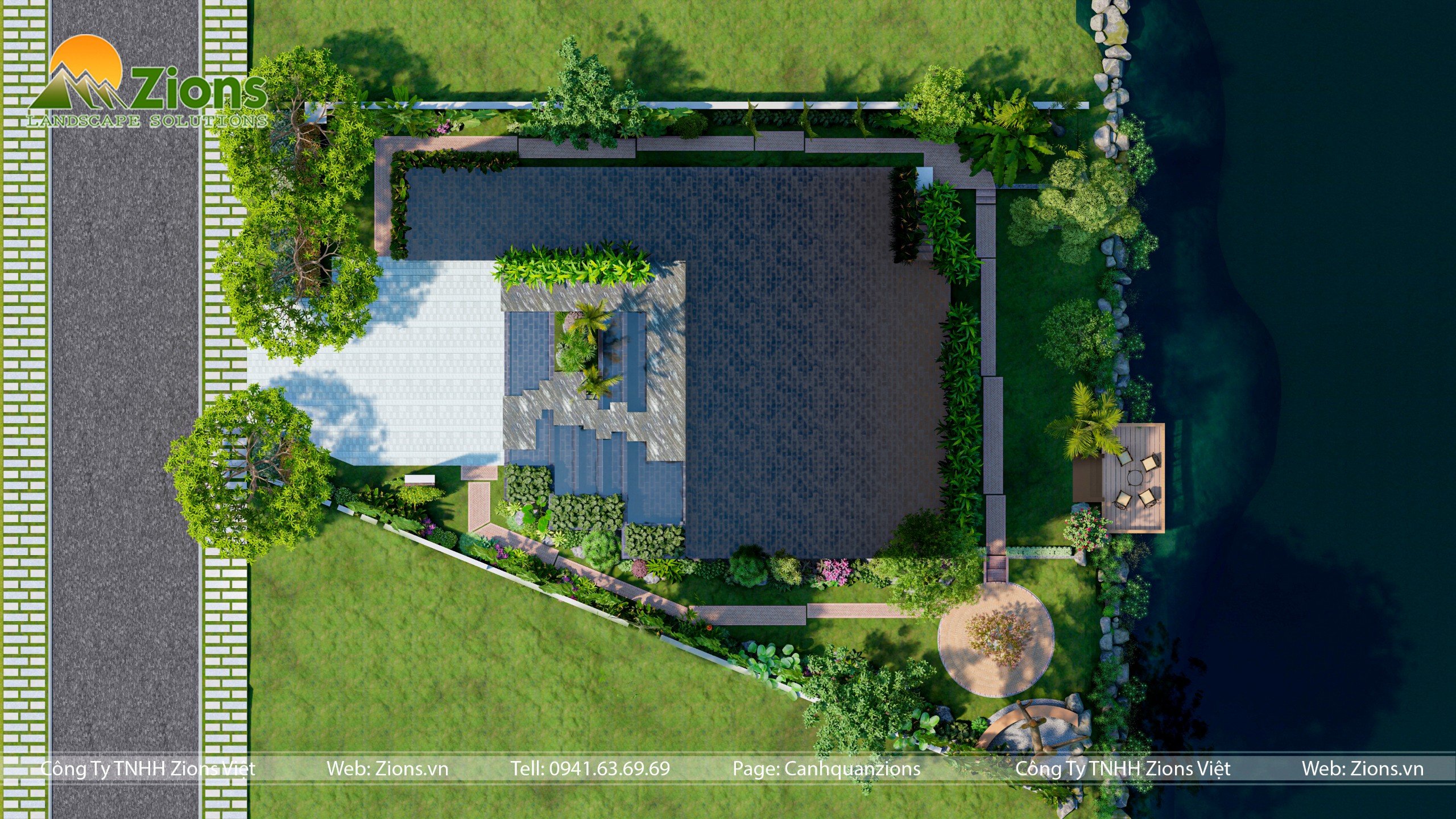 thiết kế sân vườn biệt thự đảo ecopark -nghỉ dưỡng gia đình