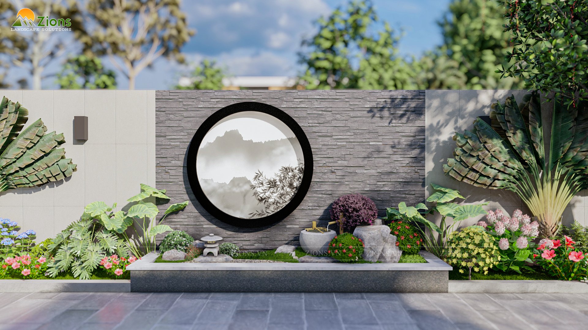 thiết kế sân vườn nhiệt đới tại Hải Dương - Zion's