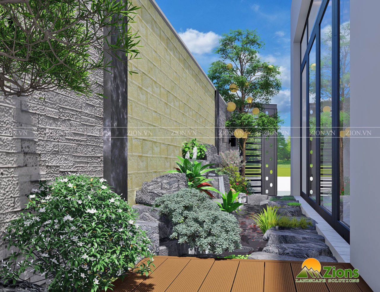 Thiết kế sân vườn Nhật Bản tại Vinhomes Riverside - The Harmony