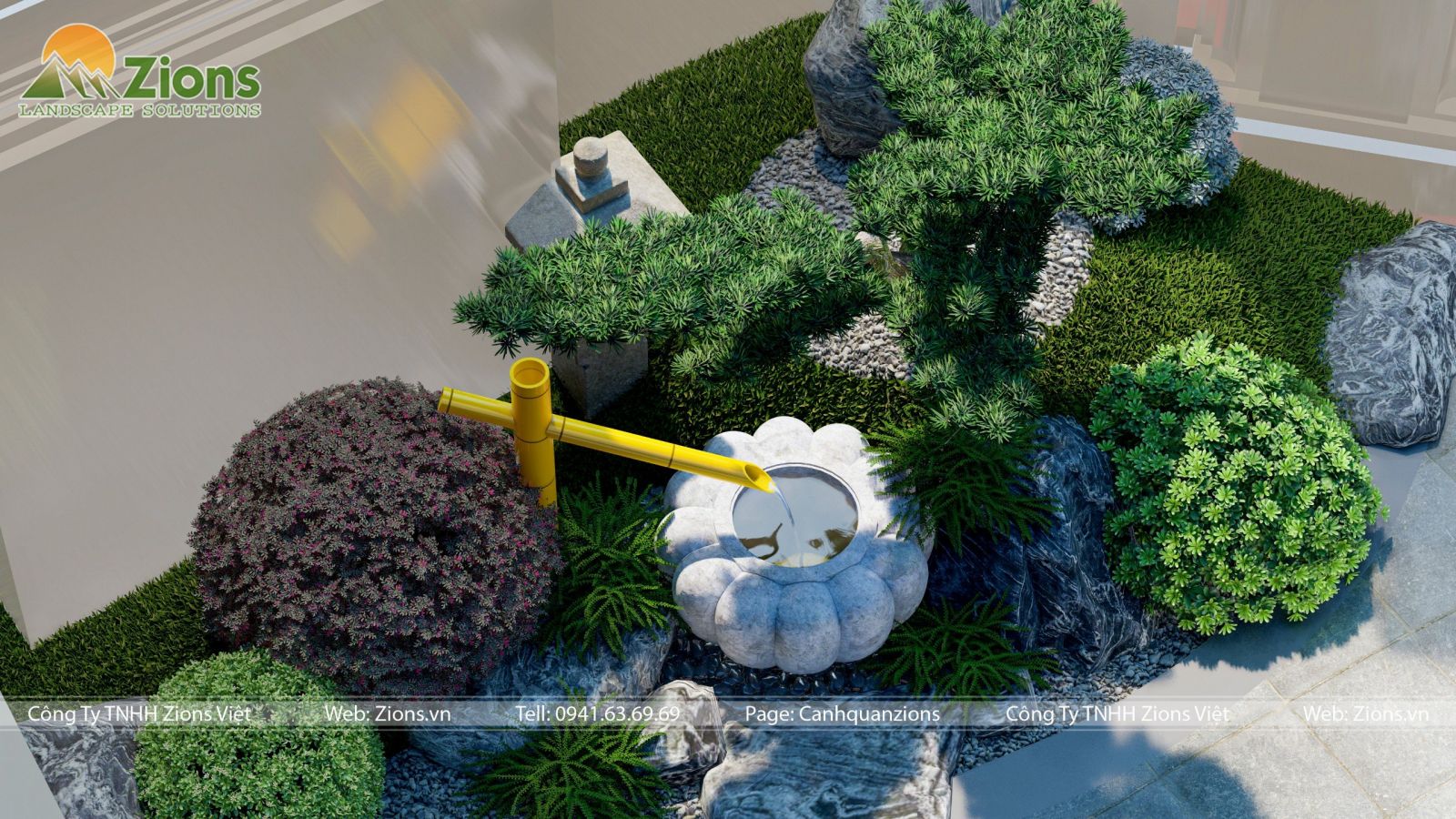 Thiết kế sân vườn biệt thự tại Nghệ An