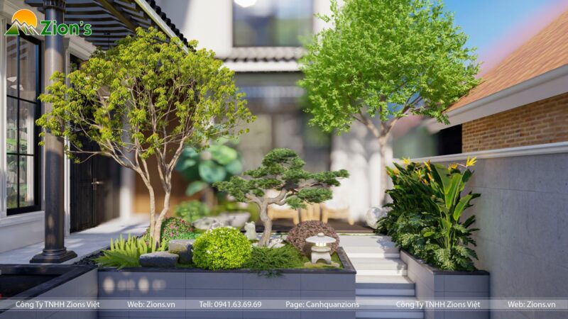 Thiết kế sân vườn nhiệt đới tại hà nội - zion's