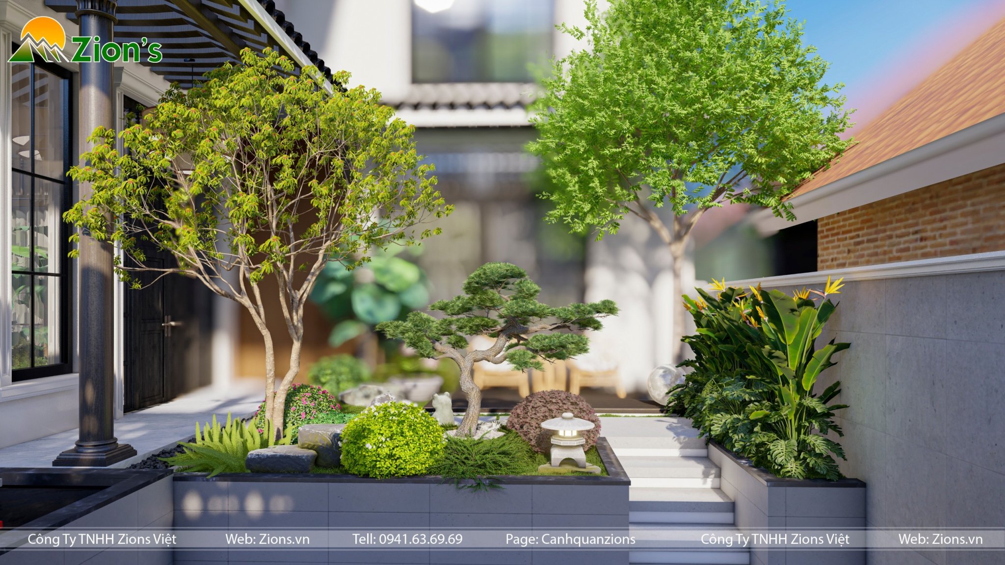 Thiết kế sân vườn nhiệt đới tại hà nội - zion's