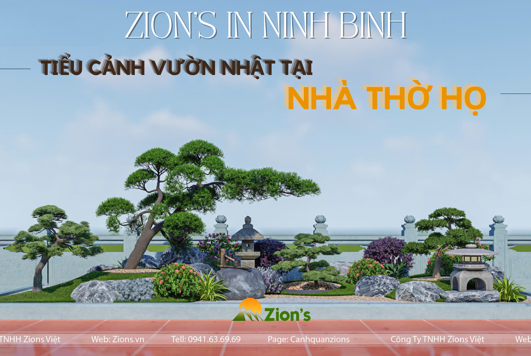 Tiểu cảnh sân vườn nhật tại nhà thờ họ - thiết kế bởi zion's
